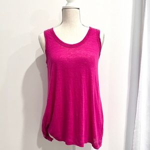 Red23 Pink Linen Tank Top with Asymmetrical Twist Hem